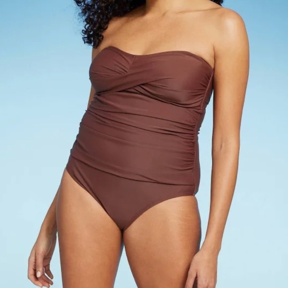 KONA Sol Women's Twist-Front Bandeau Classic One Piece Swimsuit M 8-10 - Picture 2 of 8